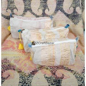 100% Pure Cotton Kantha Fabric Tassel Zipper Closure Soft Handle Fashion Style Eco-Friendly Durable Lightweight <b>Case</b> - Product Image 4