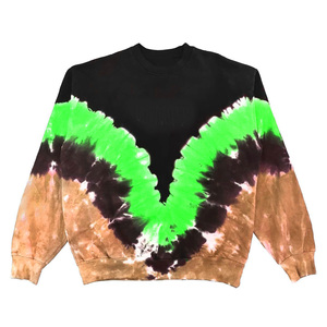 Sweatshirts à capuche en coton personnalisés pour hommes Pull-over Tie-Dye surdimensionné Polaire brodée en gros pour l'hiver Street Wear - Product Image 1