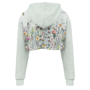 Sudadera con Capucha Corta con Estampado Floral para Mujer, Sudadera de Manga Larga, Transpirable, Tejida, Estilo Primavera - Product Image 3