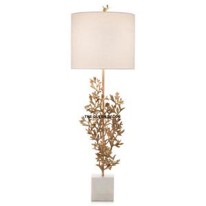 Attractive Look Table And Table Lamp Decorative Accent Eye Catching Look High Grade Gold Plated Metal And White Marble Base - Product Image 1