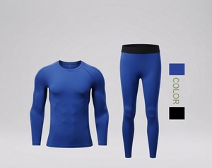 Ensemble de compression unisexe vert néon à manches longues avec capuche et pantalon long, séchage rapide, coupe ajustée, léger, en spandex et polyester, streetwear - Product Image 2