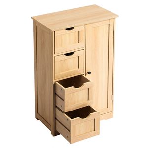 Mobile da Bagno in MDF con 4 Cassetti e 1 Anta, Colore Legno Naturale, Rivestimento in Melamina, 56*30*80cm - Product Image 4