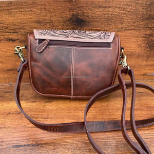 High Quality Custom Hair on Tooled Leather Crossbody Bag for Women's Western Genuine Leather Floral Purse Cowhide Shoulder Bags - Product Image 3