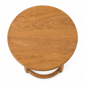 Table à manger ronde en teck massif de style scandinave moderne, base à trois pieds ouverte, durable, écologique, imperméable, pour appartement - Product Image 2