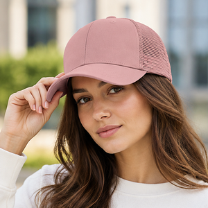 Casquette Trucker en Toile à 6 Panneaux avec Visière Courbe et Maille Frontale pour Adulte, Printemps-Été, Fermeture Snapback, Faible MOQ, Personnalisable, Vente en Gros - Product Image 4