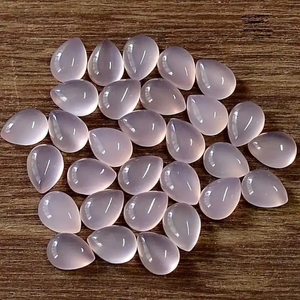 5mm x 7mm calcédoine rose naturelle AAA haute qualité Flatback poire Cabochon pierre précieuse calibrée en vrac au prix d'usine en gros - Product Image 3