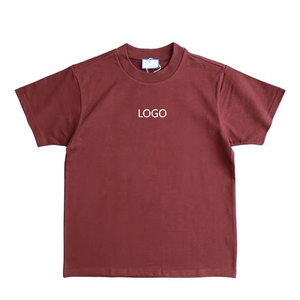 T-shirt à manches courtes col rond bordeaux 100% coton jersey tricoté Vêtement décontracté pour homme Coupe classique Couleur unie Logo imprimé sur le devant - Product Image 1