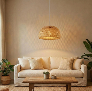 Vietnam Natural Handwoven Bamboo Pendant <b>Light</b> Rattan Ceiling Lamp Eco Friendly Home Dining Room Lighting Supplier Factory - Product Image 4