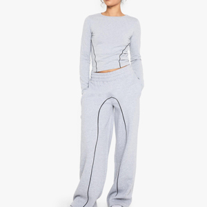 Men's Gray Sweatpants <b>Elastic</b> <b>Waist</b> Side Stripe Casual Jogger Pants Breathable Knitted Cotton Autumn Wear - Product Image 5
