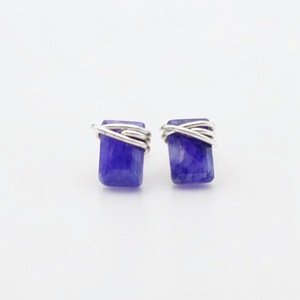 Elevated Minimalist Blue Sapphire <b>Stud</b> Earrings Brass Gemstone Silver Finish Ear <b>Studs</b> Wholesale 2026 Handmade Wearable Art - Product Image 3