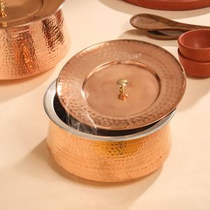 Cuenco de Latón Premium Hecho a Mano con Tapa, Calentador de Alimentos Martillado, Cazuela para Buffet, Proveedor Mayorista - Product Image 1