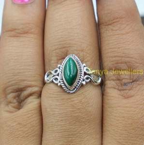 Bague en malachite, bague en argent sterling 925, pierre verte pour femme, bague de fiançailles, bijoux en malachite par le fabricant au meilleur prix - Product Image 4