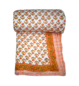 Lot en gros de couettes traditionnelles réversibles faites à la main en 100 % coton Silkgram avec imprimé éléphant bleu et motif estampé à la main - Product Image 1