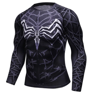 Abstract Graphic Long Sleeve Men Compression Top Performance Athletic Retro Style BJJ Rash Guard Graphic <b>Print</b> - Product Image 1