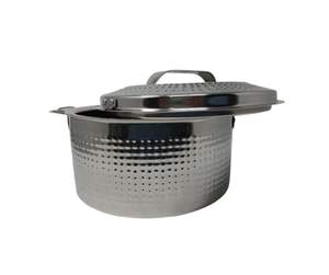 Olla de Cocina de Acero Inoxidable Resistente con Acabado Martillado y Tapa - Product Image 1
