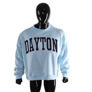 Sweat-shirt à col rond Dayton avec imprimé lettres pour femme, bleu clair, manches longues, tricoté, style automne - Product Image 1