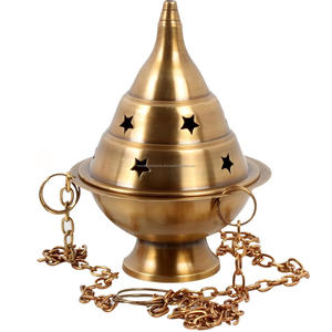 Encensoir suspendu en laiton pour charbon et résine, porte-encens en laiton antique avec chaîne, 4 pouces de haut - Product Image 6