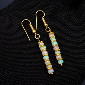 ต่างหูโอปอลเอธิโอเปียธรรมชาติ เงินแท้ 925 และทอง 14k - Product Image 6