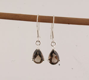 Boucles d'oreilles pendantes en quartz fumé naturel, argent sterling 925, pierres précieuses artisanales, design goutte d'eau de luxe, bijoux fins pour femmes, fête - Product Image 5