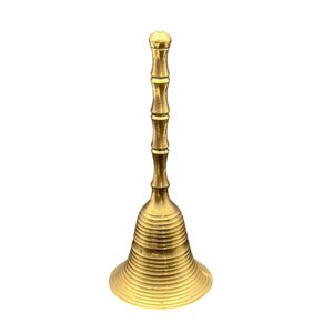 IMPERIAL <b>BRASS</b> STORE Traditional Handmade Gold-Plated Pure <b>Brass</b> Hand <b>Bell</b> Antique Pooja for Home Temple Meditation Festival Use - Product Image 2