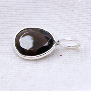 Wholesale 925 <b>Solid</b> Sterling <b>Silver</b> Natural Pear Smoky Quartz Faceted Bezel Set Solitaire Pendant Fine Jewelry Memoria Jewels - Product Image 1
