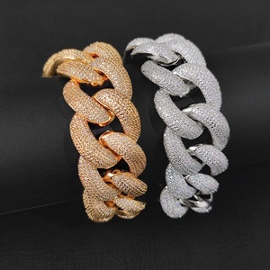 Pulsera Cubana de Plata 925 con Diamantes Cultivados en Laboratorio Certificados, Estilo Miami Iced Out, Acabado en Oro y Plata, Joyería para Hombre - Product Image 1