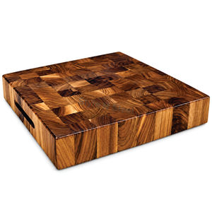 เขียงไม้สี่เหลี่ยมพร้อมด้ามจับ ดีไซน์ลายปลายไม้ - Product Image 1