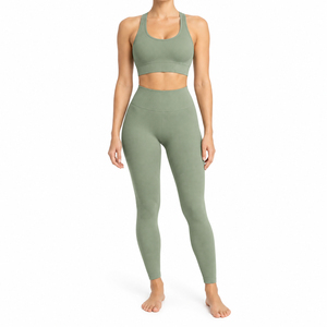 Conjunto Deportivo de Sujetador y Pantalones Cortos para Mujer, Ropa Deportiva Elástica de Dos Piezas, para Gimnasio, Entrenamiento, Pilates, Proveedor Mayorista de Ropa Deportiva de Verano - Product Image 1