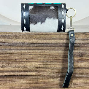 Porte-monnaie en cuir de vachette artisanal 2026, motif à carreaux, cuir à poils, mode western, porte-monnaie et porte-clés pour femmes - Product Image 5