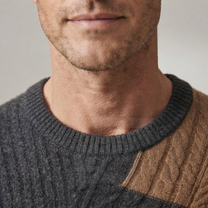 Pull-over en tricot léger pour homme, tissu doux et chaud, vêtements décontractés d'hiver, poignets côtelés et col rond - Product Image 6