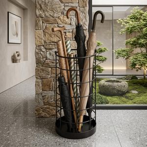 Porte-parapluie en métal pour la maison et le bureau, support de parapluie sur pied avec plateau de récupération d'eau, résistant à la rouille, revêtement en poudre - Product Image 4