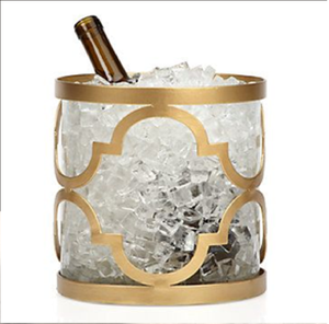 Sleek Matte Black Beverage <b>Bucket</b> with Wide Brushed Brass Collar Classic Design 5L Capacity Portable Wholesale Available - Product Image 4