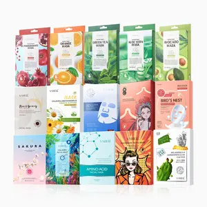 Hypoallergenic Cosmetic Facial Mask Pack of 10 Natural Hydrating Mask Sheet Korean Ingredient Beauty Skincare Paper Mask Patches