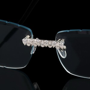 Rimless Moissanite Sunglasses UV400 Gradient Lens Unisex Hip Hop <b>Eyewear</b> for Outdoor Travel Beach - Product Image 5