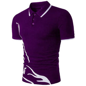 Men's Green Short Sleeve <b>Polo</b> Shirt With <b>White</b> Print Casual Knitted Top Breathable Regular Fit - Product Image 2