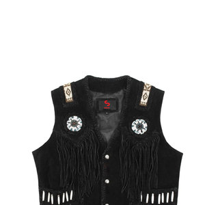 Solid Trader Deluxe <b>Suede</b> Fringe Leather <b>Jacket</b> <b>Men's</b> Winter Zipper Closure Western Tassel Fashion High Elasticity Soft Texture - Product Image 2