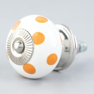 Bouton de meuble en céramique rond, motif pois blanc moutarde, poignée de tiroir de cuisine traditionnelle, bouton de meuble durable pour armoire - Product Image 3