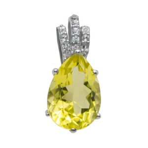 Colgante de Plata de Ley 925 de Primera Calidad, Chapado en Rodio, con Gema Amarilla en Forma de Lágrima y Brillantes Piedras de Circonia Cúbica Blancas - Product Image 1