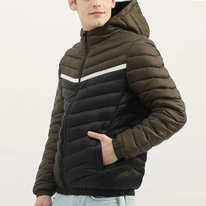 Blouson matelassé à capuche pour homme, prix usine de gros, tendance, séchage rapide, imperméable, coupe-vent, fermeture éclair intégrale, personnalisable, style urbain - Product Image 2