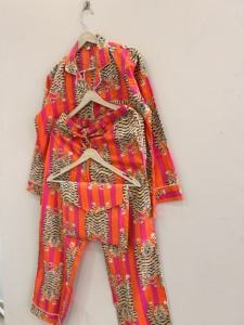 ชุดนอนผ้าฝ้ายพิมพ์ลายอินเดีย ชุดลำลองแสนสบาย ชุดนอนหรูหรา ชุดนอนสำหรับวันหยุดฤดูร้อน - Product Image 4