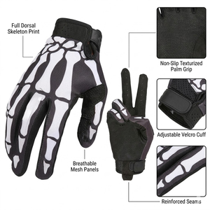 Guantes de Motocross Unisex de Diseño Nuevo, Resistentes al Viento, de Cuero, con Dedos Completos, Correa de Muñeca Ajustable, Tejido de Malla de Secado Rápido, Antideslizantes - Product Image 2