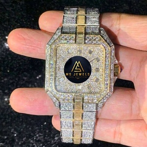 High Quality Stainless Steel Moissanite Diamond Luxury Quartz Wristwatch 40mm Hidden <b>Clasp</b> <b>for</b> Men with Iced Design Best Price - Product Image 3