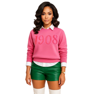 <b>Pink</b> Solid 1908 Chenille <b>Sweatshirt</b> for Women Long Sleeve Crew Neck Fleece Casual Pullover Fashion Apparel Top Wear - Product Image 1