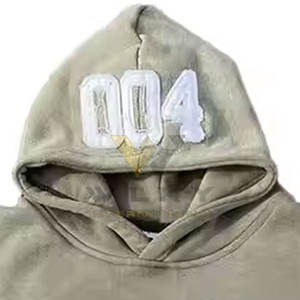 Vente en gros : Sweat-shirts à capuche pour hommes en coton mélangé, design de qualité supérieure, broderie effet vieilli, couleur unie, légers, en stock - Product Image 3