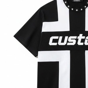 Custom Graphic Printed Streetwear T-shirt with Star <b>Studded</b> Neckline and Cross Block Pattern - Product Image 5