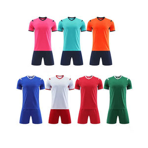 Ensemble de maillot de football personnalisé sublimé, col en V, manches courtes, évacuation de l'humidité, imprimé géométrique, uniforme unisexe pour adultes - Product Image 3