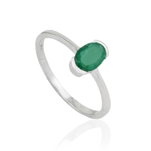 Wholesale Natural Gemstone High Quality <b>Emerald</b> Single Stone Half Bezel Setting 925 Sterling <b>Silver</b> <b>Ring</b> For Women's - Product Image 3