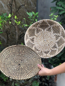 Assiette murale en fibre naturelle de jonc de mer, fabriquée à la main au Vietnam, pour la décoration bohème de la maison, du salon, de la chambre et de l'art intérieur - Product Image 3