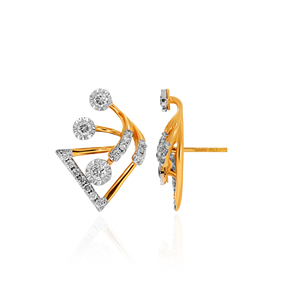 Modernos Pendientes de Diamantes con Corte Brillante Redondo en Oro Amarillo, Diamantes Naturales para Uso Diario de Mujeres - Product Image 3