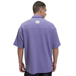 Coton éponge d'été personnalisé pour hommes pour t-shirt décontracté à manches courtes 1/4 fermeture éclair séchage rapide écologique conception vierge motif solide cou - Product Image 4